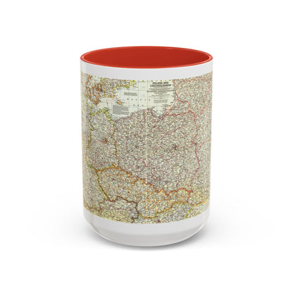 Poland and Czechoslovakia (1958) (Map) Accent Coffee Mug