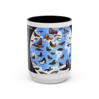 Pinnipeds Around the World (1987) (Map) Accent Coffee Mug