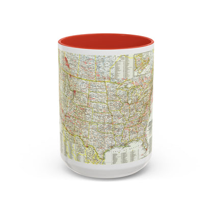 États-Unis - Parcs nationaux et sites historiques 1 (1958) (Carte) Tasse à café Accent