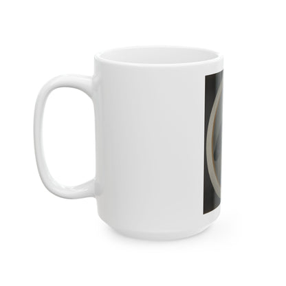 Private Silas York Of Co. F, 5th Illinois Cavalry Regiment, With Single Shot Percussion Pistol, Lefaucheux Revolver, And Sword (U.S. Civil War) White Coffee Mug