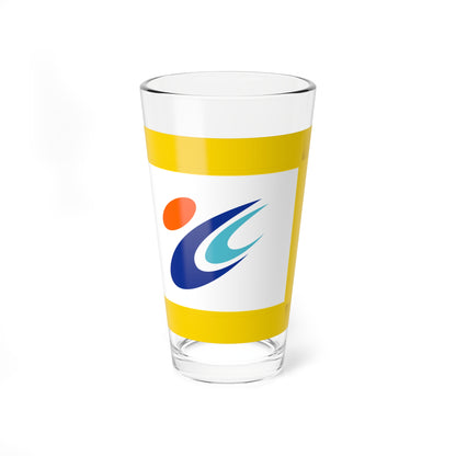 Flag of Tōmi Nagano fringed (Japan) Pint Glass 16oz