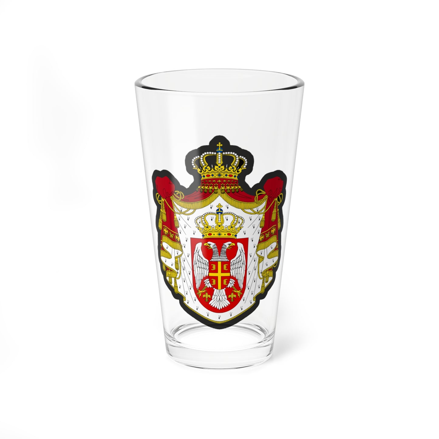 Serbian patriotic patch variant 4 (Serbia) (Coat of Arms) Pint Glass 16oz