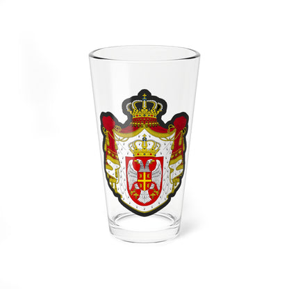 Serbian patriotic patch variant 4 (Serbia) (Coat of Arms) Pint Glass 16oz