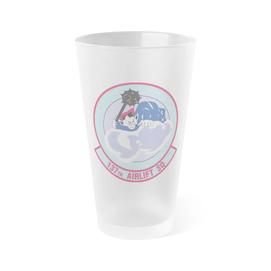 137 Airlift Squadron (U.S. Air Force) Frosted Pint Glass 16oz-16oz-Frosted-Go Mug Yourself