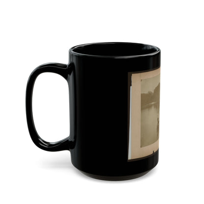 Military Construction In Northern Virginia  Five Men In Three Blanket Boats Strapped Together On The Potomac River (U.S. Civil War) Black Coffee Mug