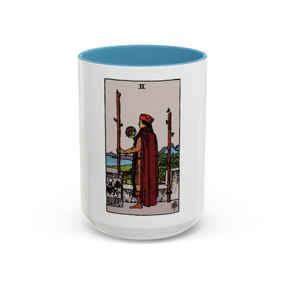 The 2 of Wands (Tarot Card) Accent Coffee Mug