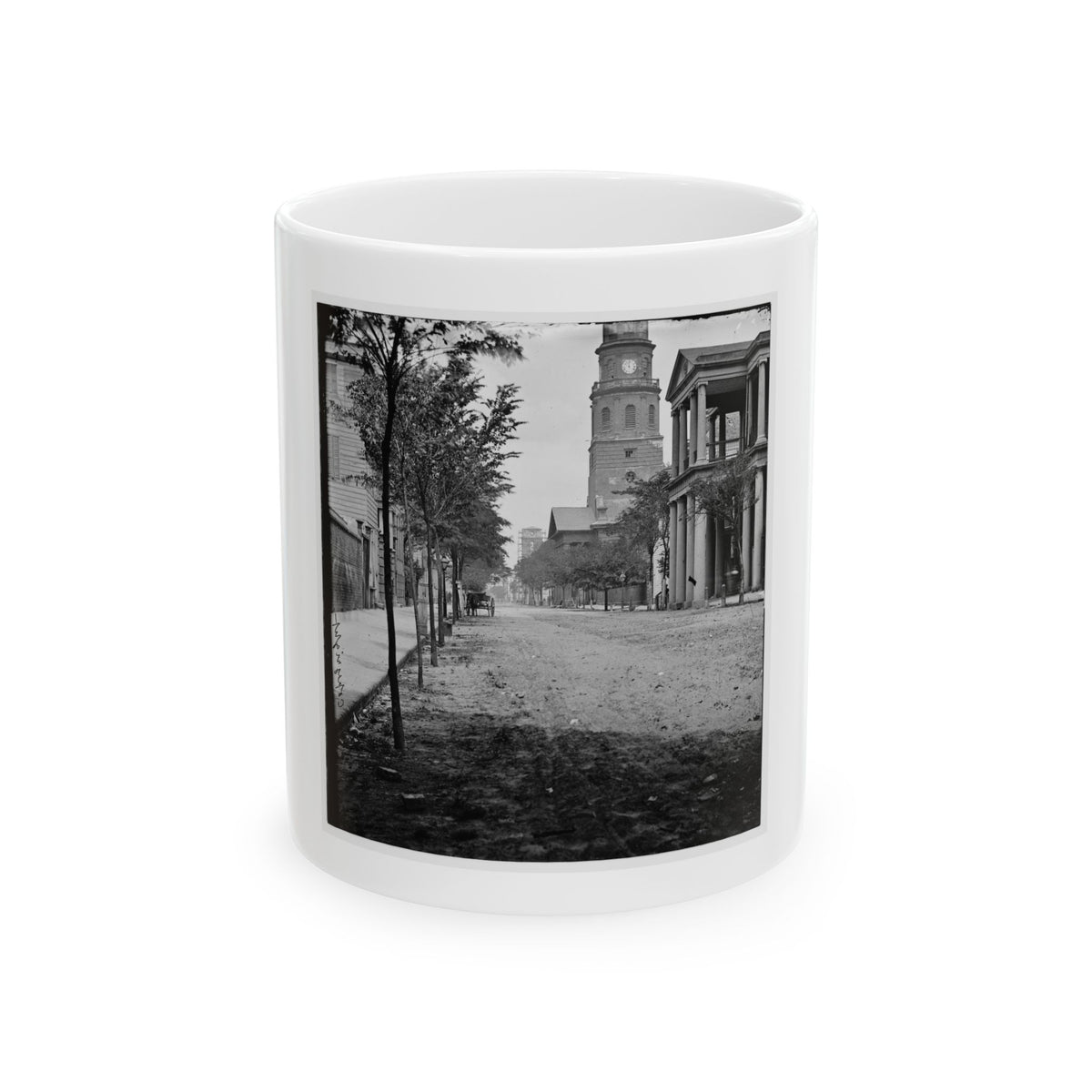 Charleston, S.C. Meeting Street, Near Broad; St. Michael's Church In Middle Distance (U.S. Civil War) White Coffee Mug