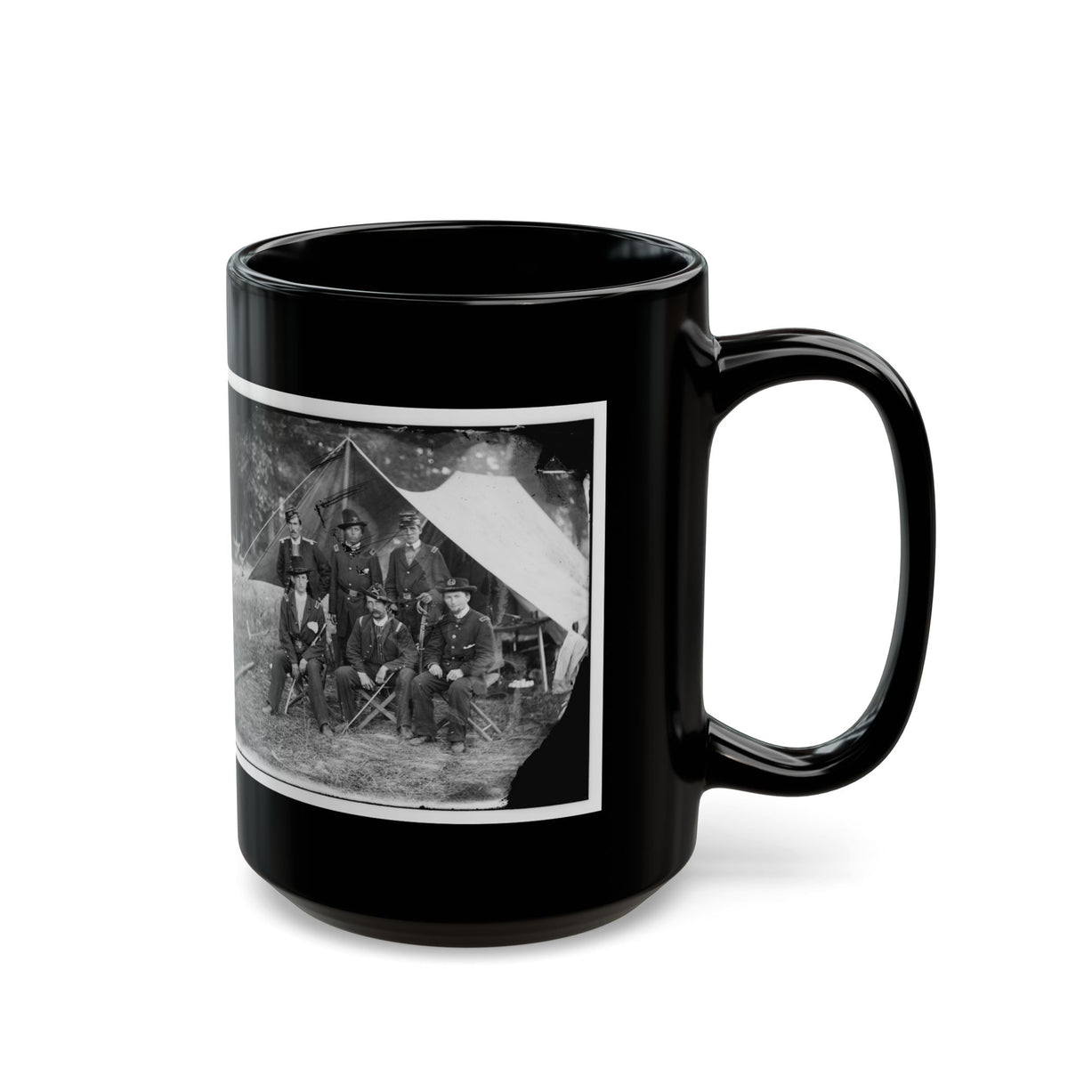 Antietam, Maryland. Group Of Federal Artillery Offices On Battlefield (U.S. Civil War) Black Coffee Mug