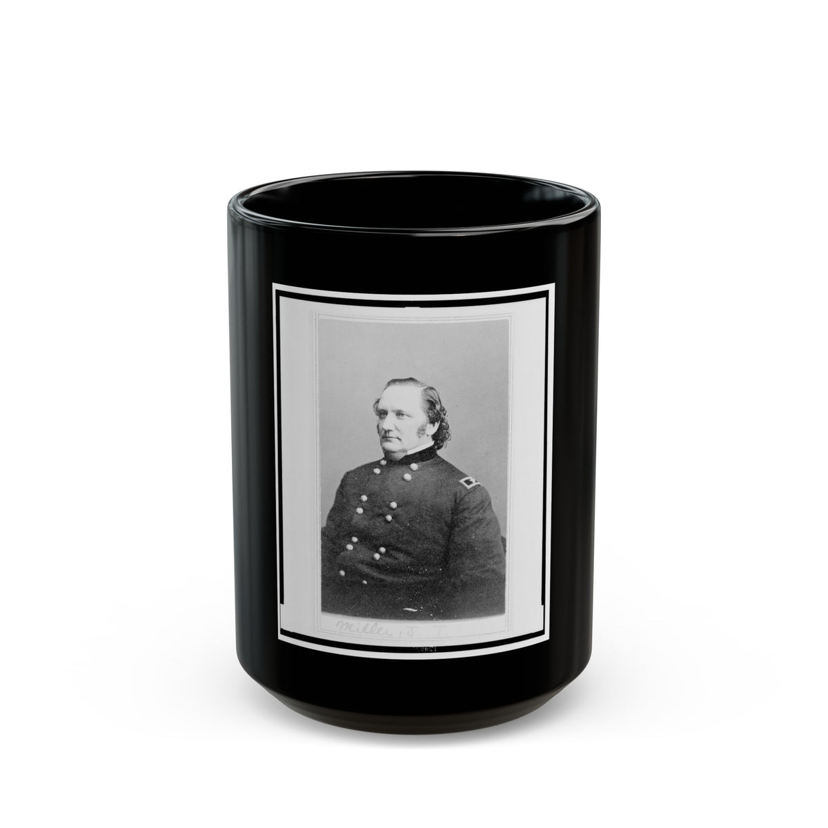 General Josiah Miller, Inspector General, Half-Length Portrait, Seated, Facing Left (U.S. Civil War) Black Coffee Mug