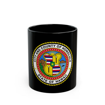 Seal of Honolulu Hawaii - Black Coffee Mug