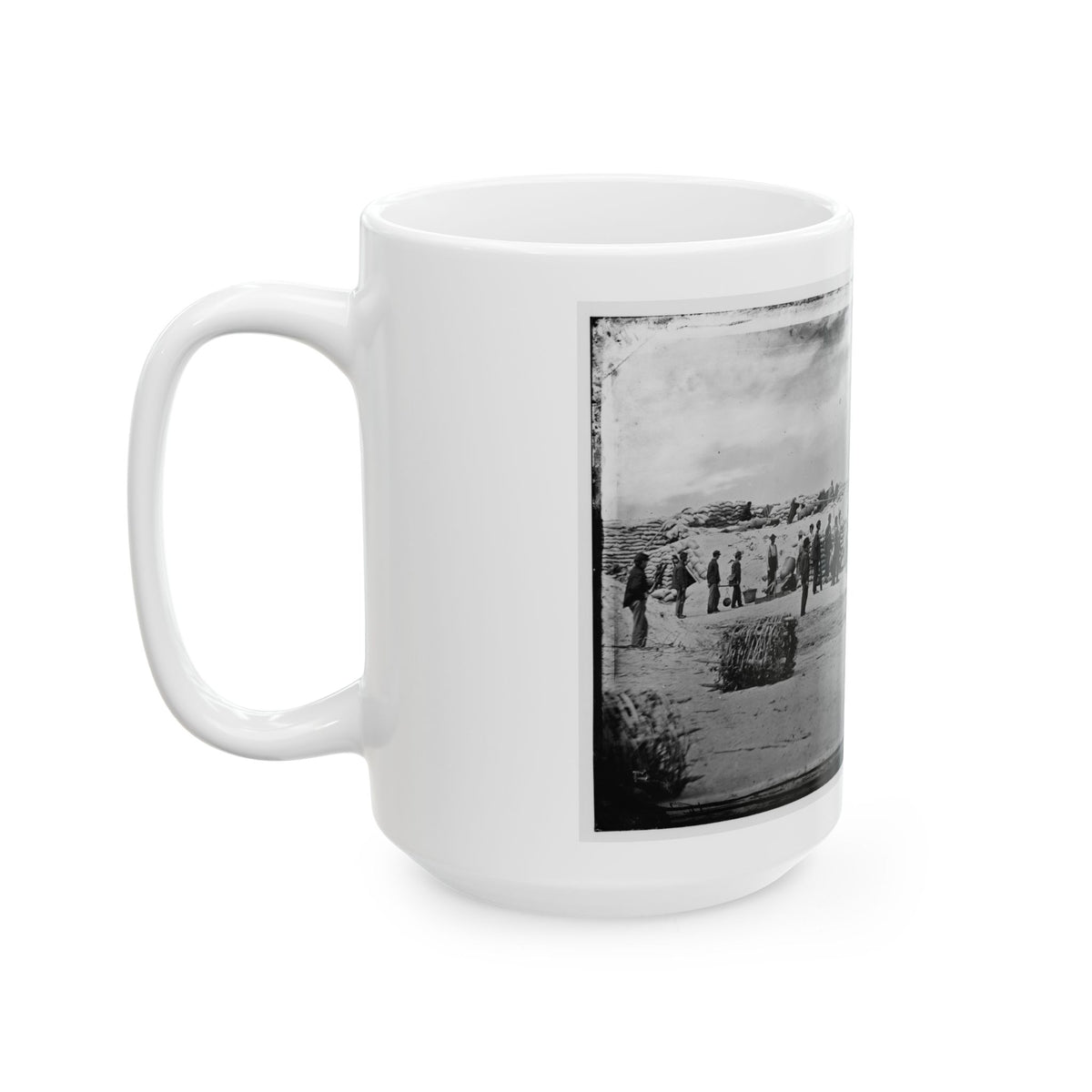 Battery Reynolds. Five 10-Inch Siege Mortars Against Wagner (U.S. Civil War) White Coffee Mug