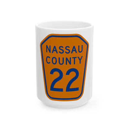 Nassau County 22 NY (New York) (Road Sign) White Coffee Mug