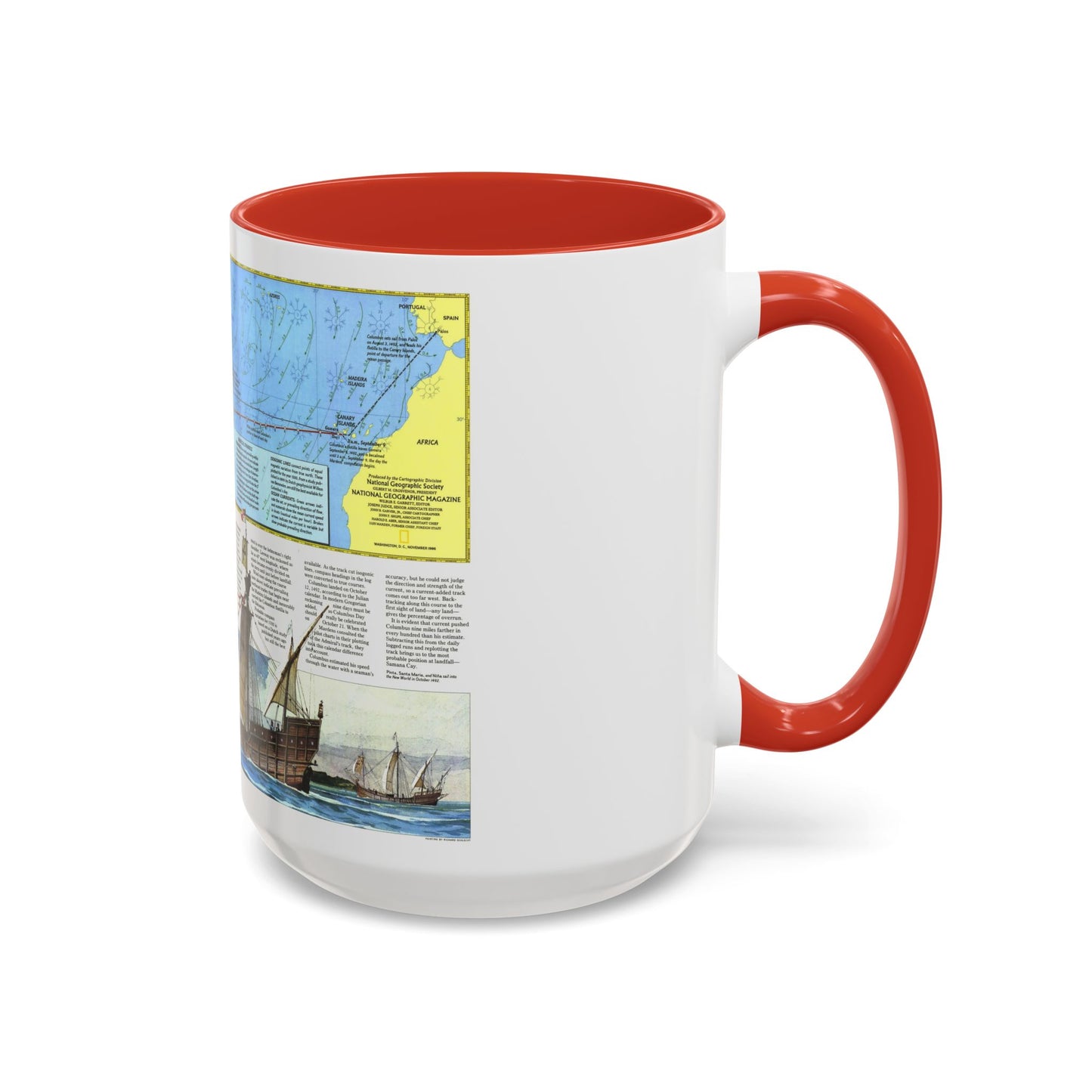 Americas - Where Did Columbus Discover America (1987) (Map) Accent Coffee Mug