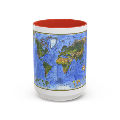 World Map - The Physical World (1975) (Map) Accent Coffee Mug