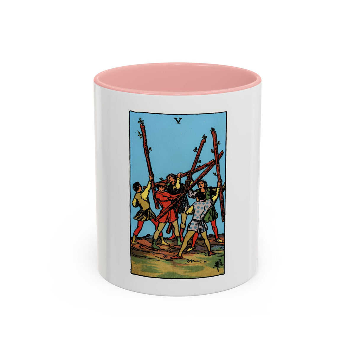 The 5 of Wands (Tarot Card) Accent Coffee Mug