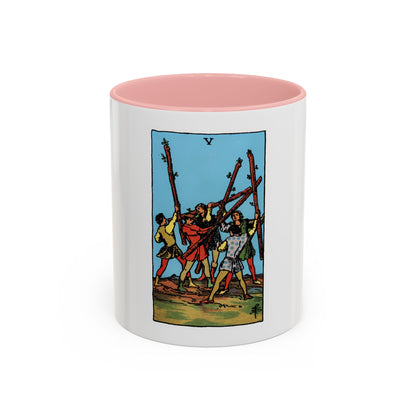 The 5 of Wands (Tarot Card) Accent Coffee Mug