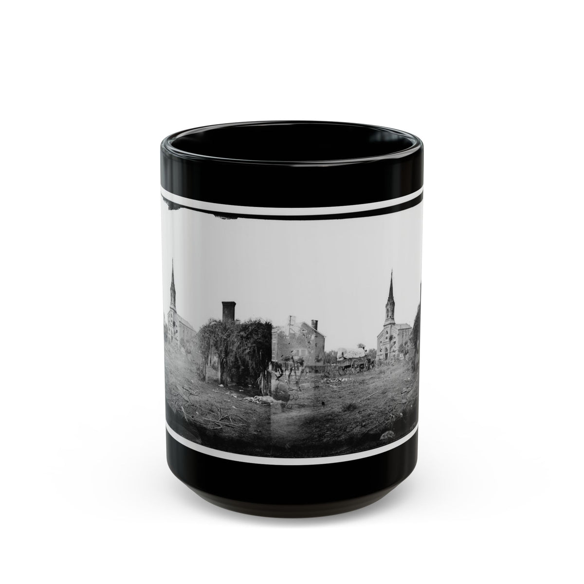Baptist Church, Fredericksburg, Virginia, From The Backyard Of The Sanitary Commission Depot (U.S. Civil War) Black Coffee Mug