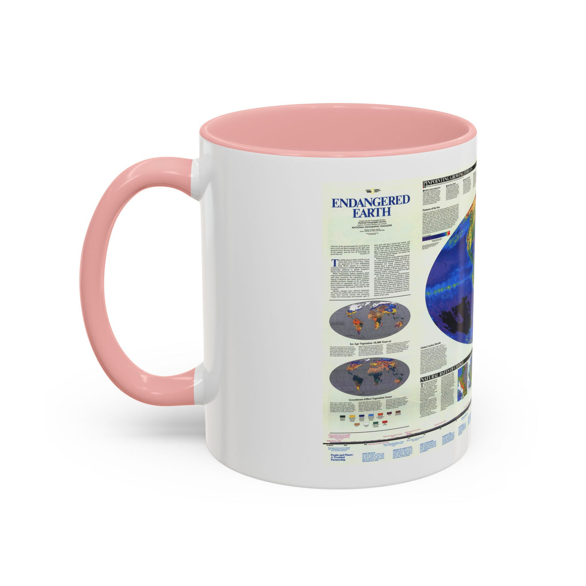 World Map - Endangered Earth (Map) Accent Coffee Mug