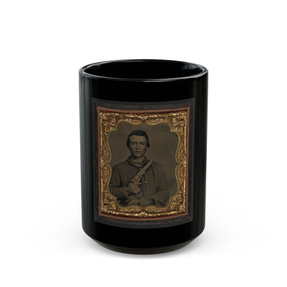 Unidentified Soldier In Union Uniform Holding Colt Revolver To Chest (U.S. Civil War) Black Coffee Mug
