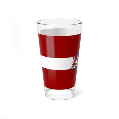 Flag of Latvia with coat of arms (Latvia) Pint Glass 16oz