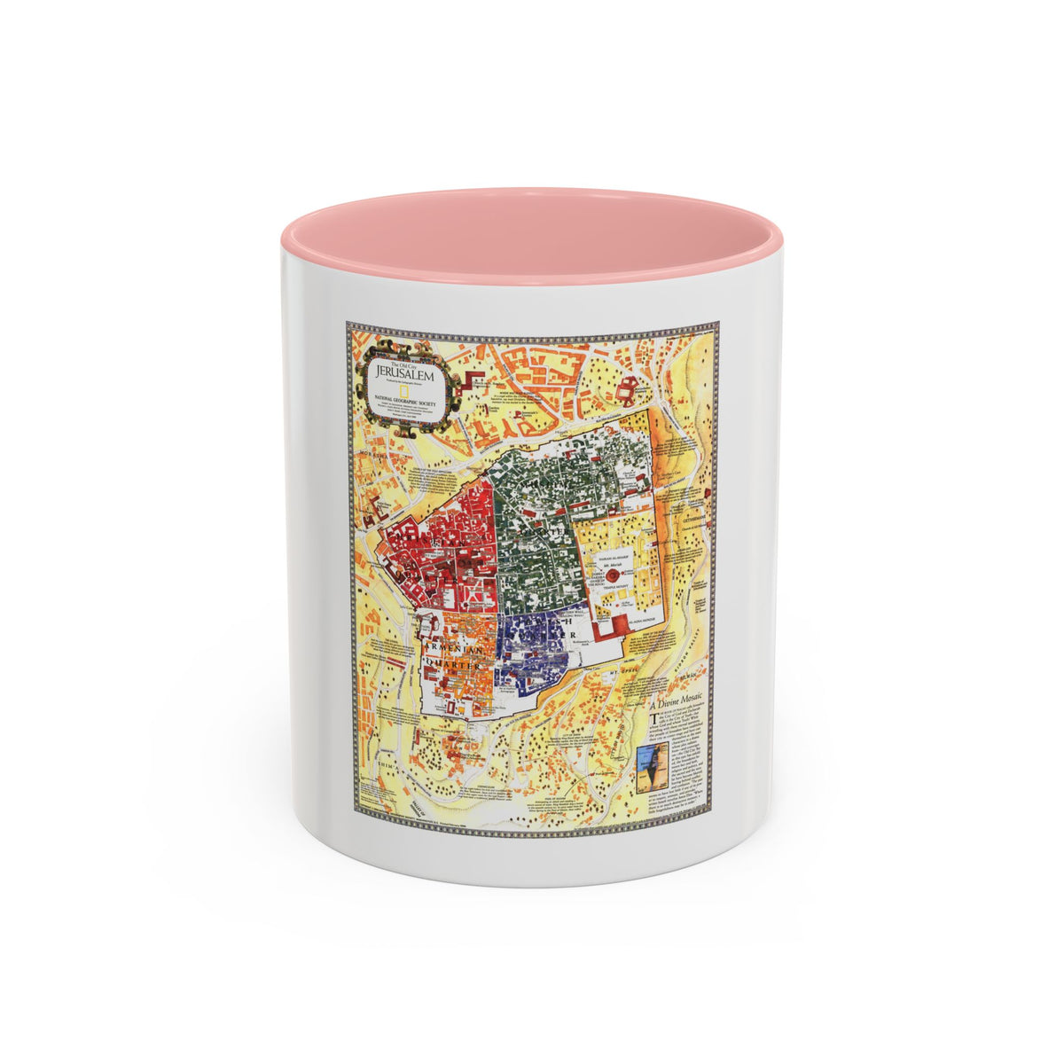 Jerusalem- The Old City (1996) (Map) Accent Coffee Mug