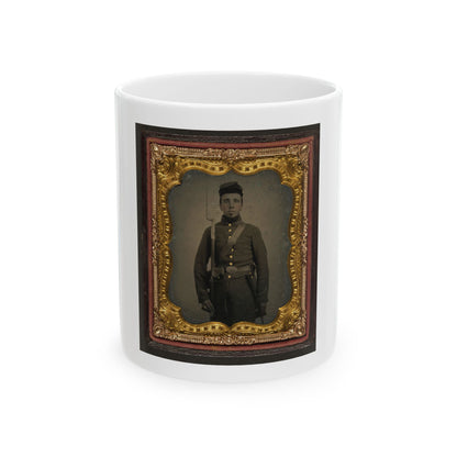 Unidentified Soldier In Union Uniform And Eagle Breast Plate With Bayoneted Musket, Cap Box, And Bayonet Scabbard (U.S. Civil War) White Coffee Mug