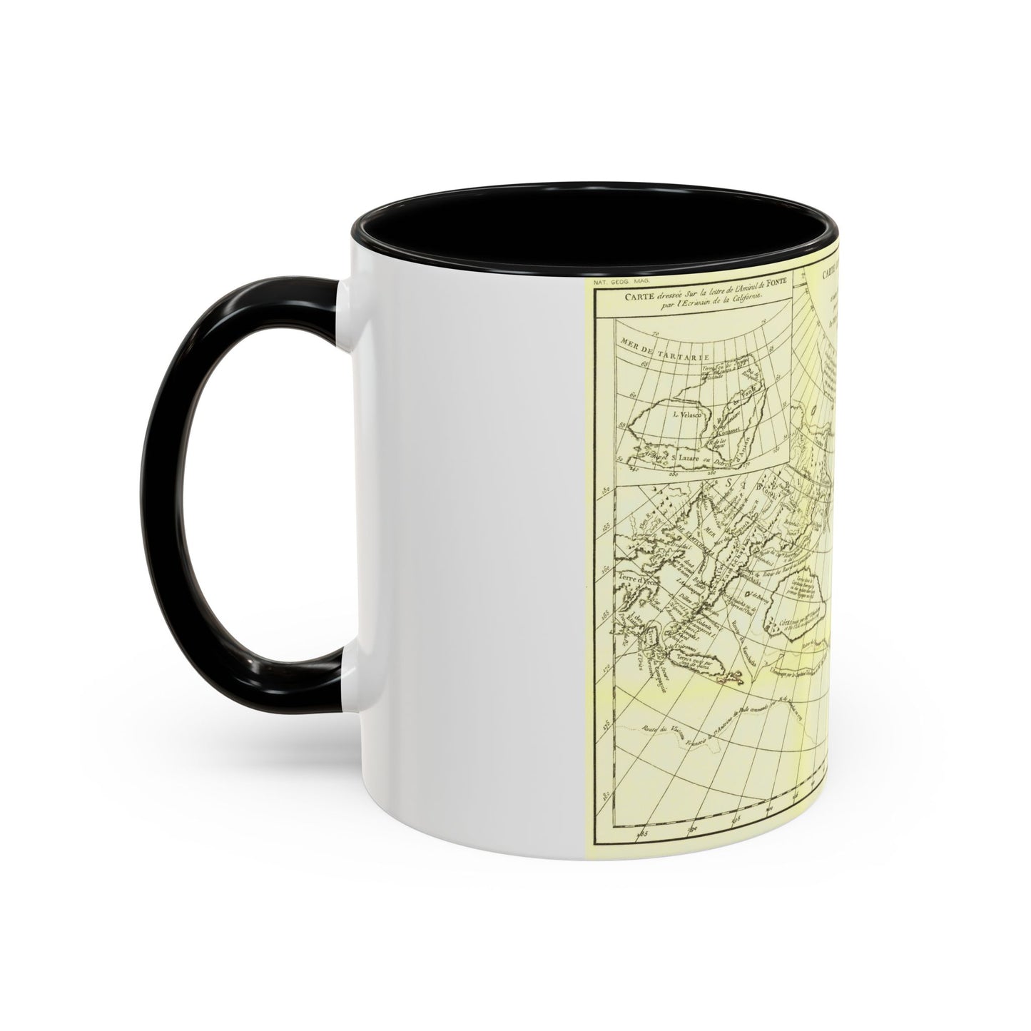 Carte Generale des Decouvertes de l'Amiral de Fonte (1762) (Map) Accent Coffee Mug