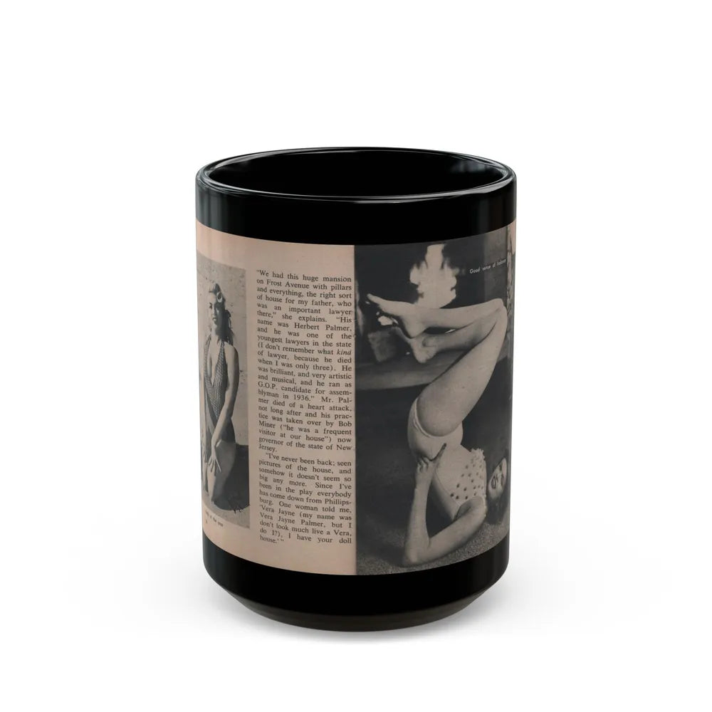 Jayne Mansfield #295 - JAYNE Pocket Magazine Pages 34 & 35 (Vintage Female Icon) Black Coffee Mug-15oz-Go Mug Yourself