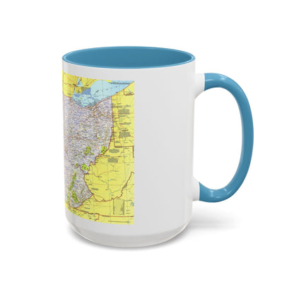 USA - Illinois, Indiana, Ohio, Kentucky 1 (1977) (Map) Accent Coffee Mug