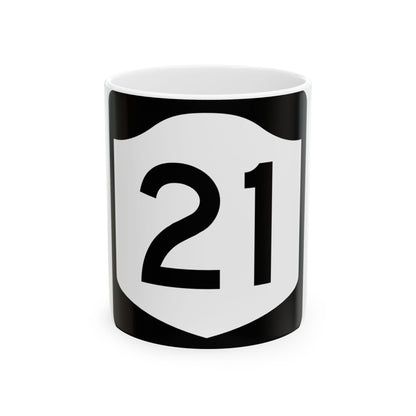 NY-21 (New York) (Road Sign) White Coffee Mug