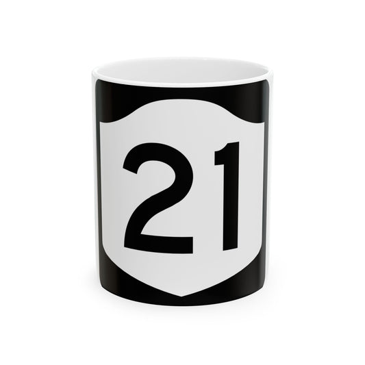 NY-21 (New York) (Road Sign) White Coffee Mug