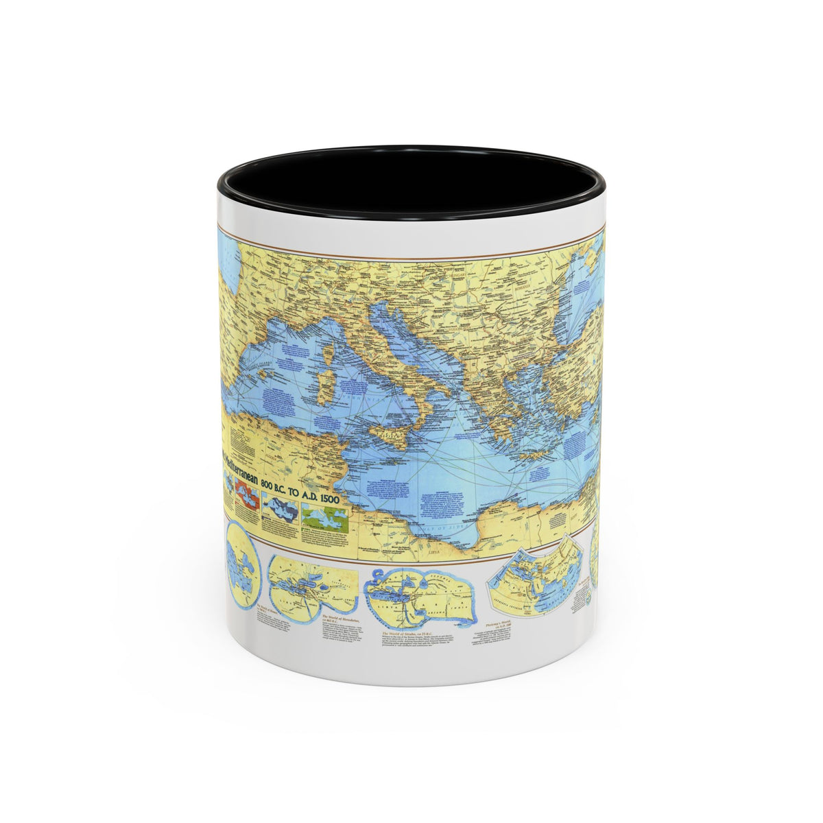Mediterranean - Historic , 800 BC to AD 1500 (1982) (Map) Accent Coffee Mug