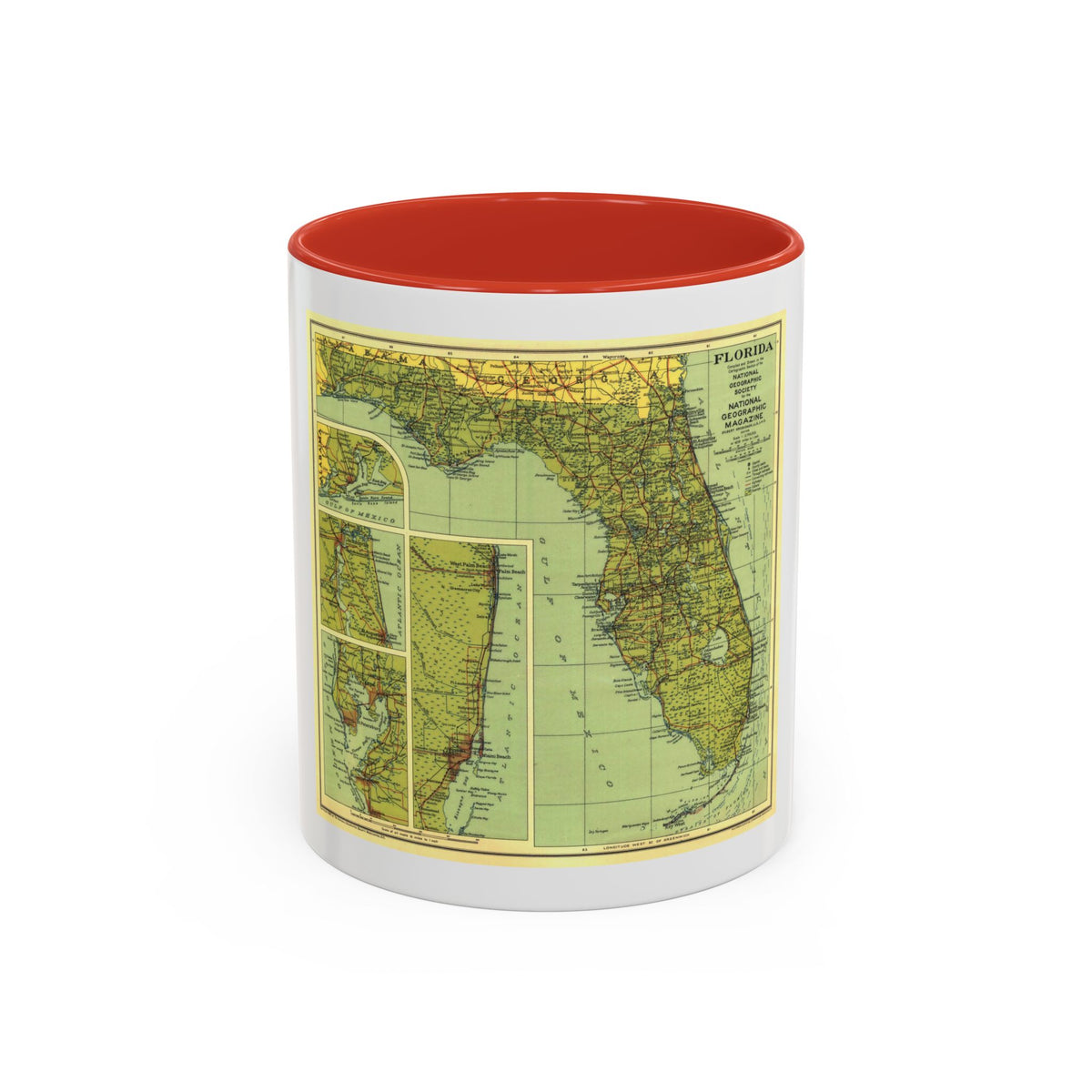 USA - Florida (1930) (Map) Accent Coffee Mug
