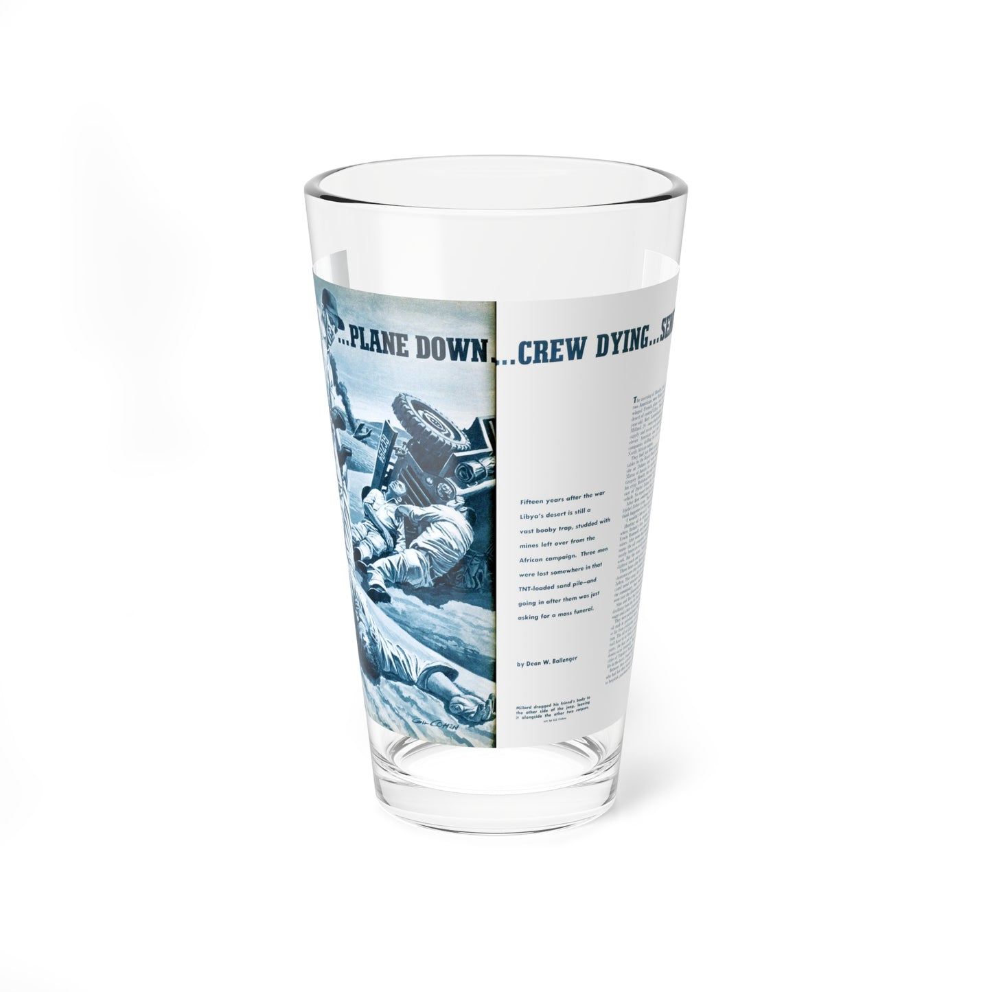 Plane Down Crew Dying Send Help, For Men Only, May 1960 (Magazine Illustration) Pint Glass 16oz