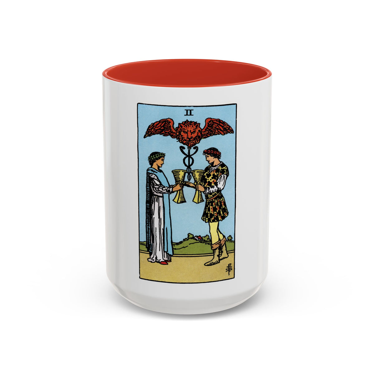 The 2 of Cups (Tarot Card) Accent Coffee Mug