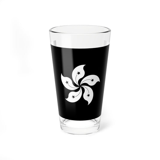 Flag of Hong Kong black and white variant 1 (China) Pint Glass 16oz