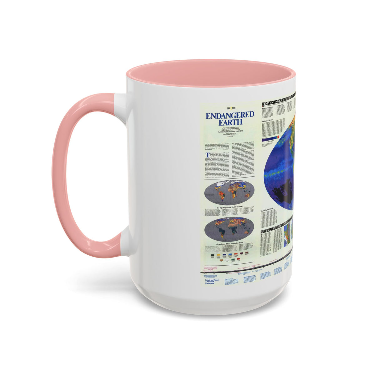 World Map - Endangered Earth (Map) Accent Coffee Mug
