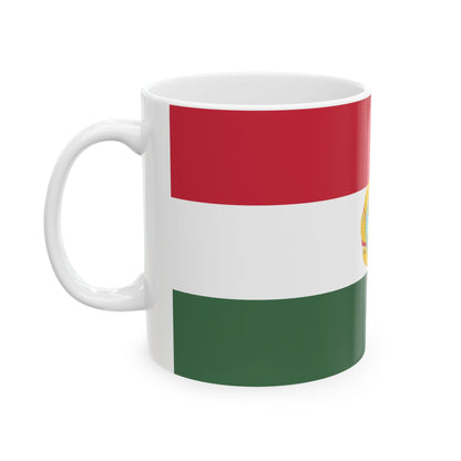 Flag of Hungary with Kadar coat of arms (Hungary) White Coffee Mug