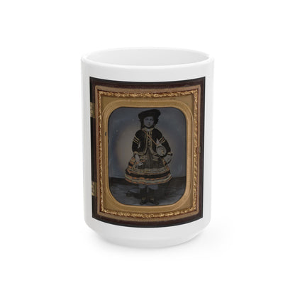 Unidentified Young Vivandiere In Union Uniform With Barrel Canteen And Cup (U.S. Civil War) White Coffee Mug