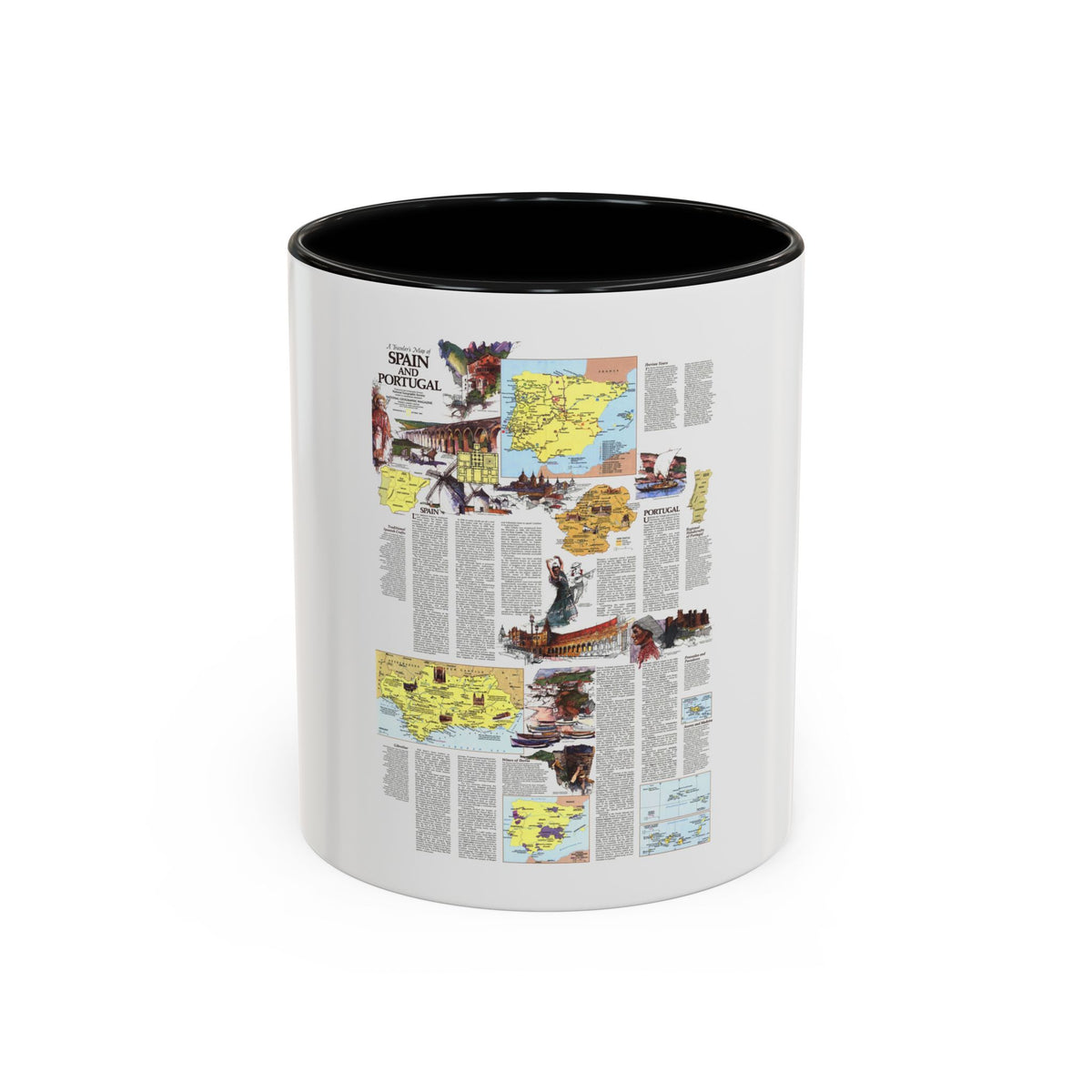 Spain and Portugal - A Traveller's Map 2 (1984) (Map) Accent Coffee Mug