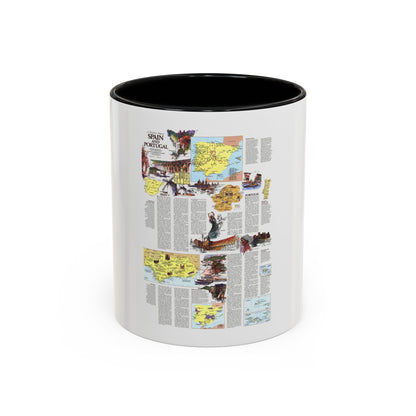 Spain and Portugal - A Traveller's Map 2 (1984) (Map) Accent Coffee Mug
