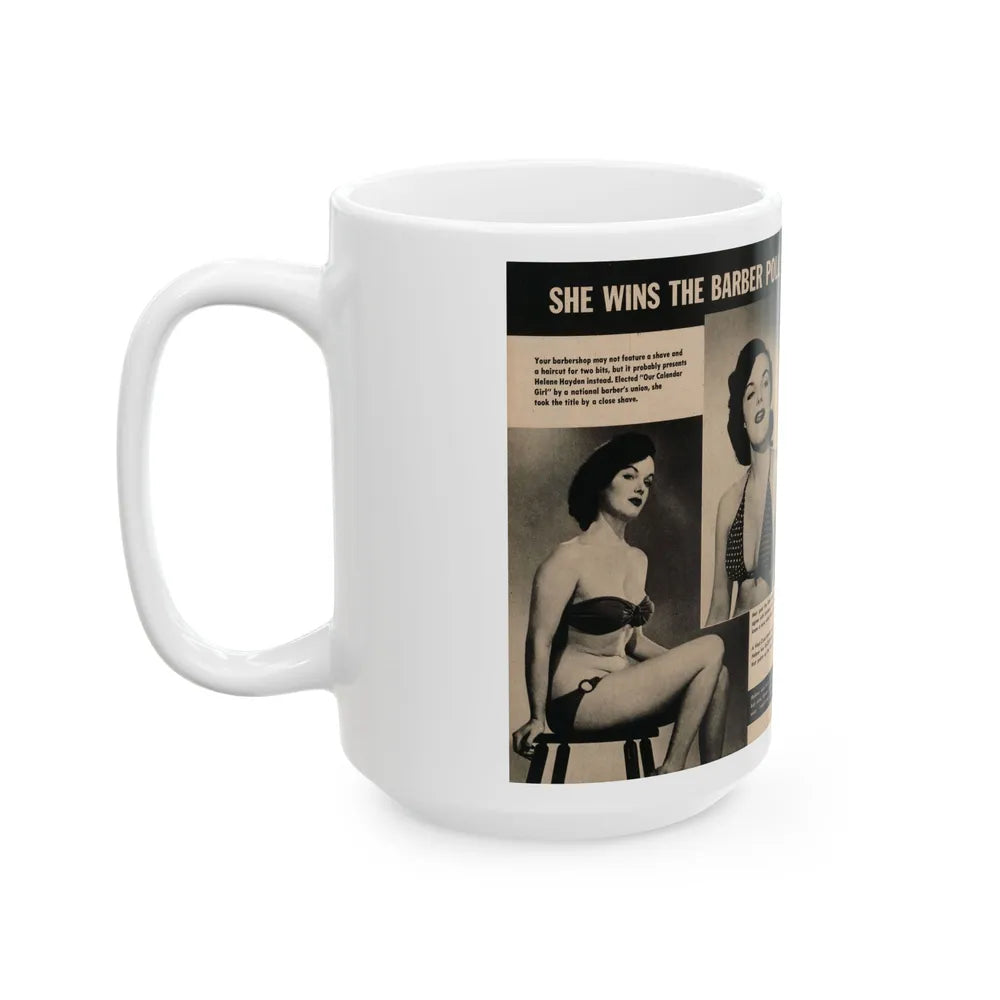 Helene Hayden #10 - 4 B&W Photos from GALA Mag. March '57 (Vintage Female Icon) White Coffee Mug-Go Mug Yourself