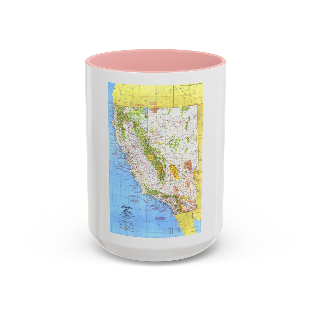 USA - California and Nevada 1 (1974) (Map) Accent Coffee Mug