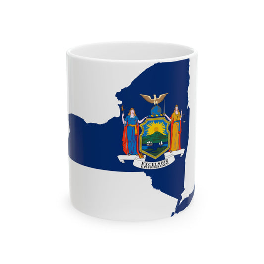 Flag-map of New York (United States) White Coffee Mug