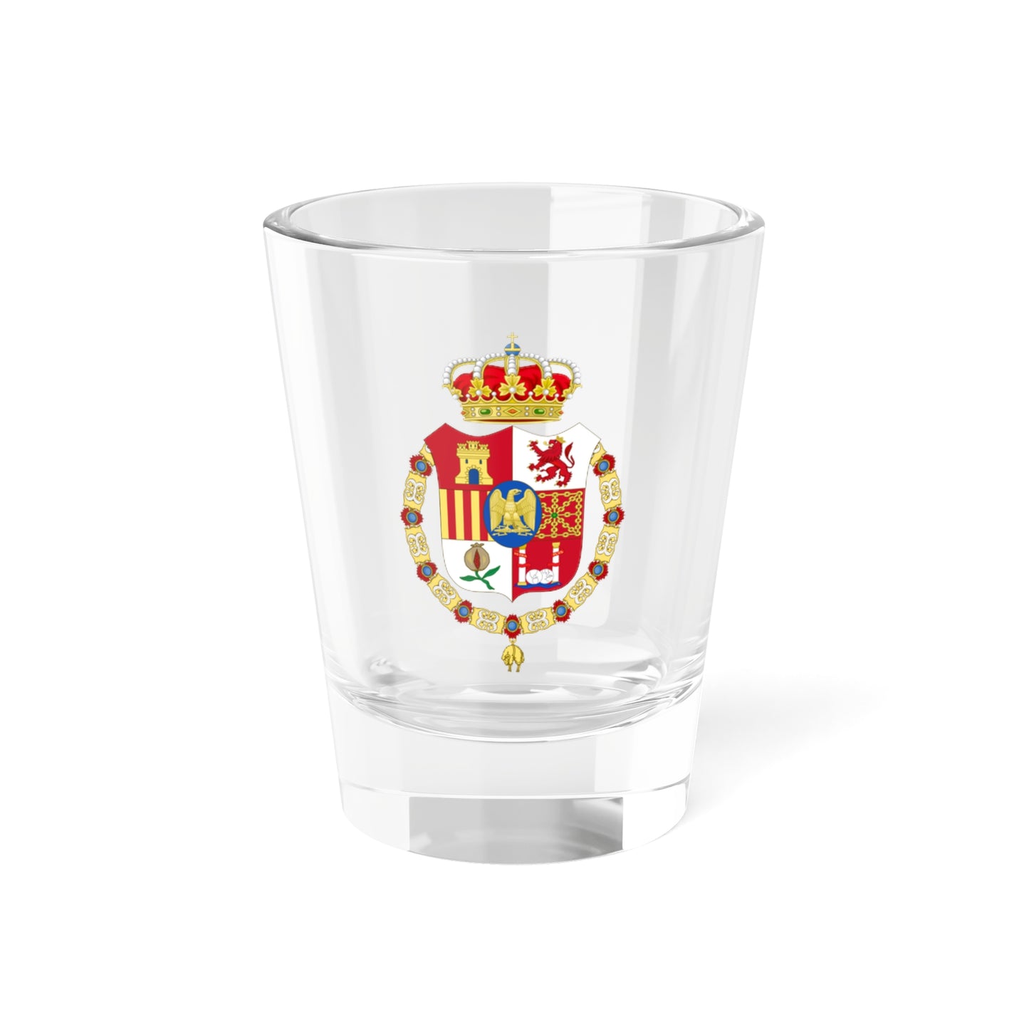 Lesser Coat of Arms of Joseph Bonaparte as King of Spain-Golden Fleece Variant (Spain) (Coat of Arms) Shot Glass 1.5oz