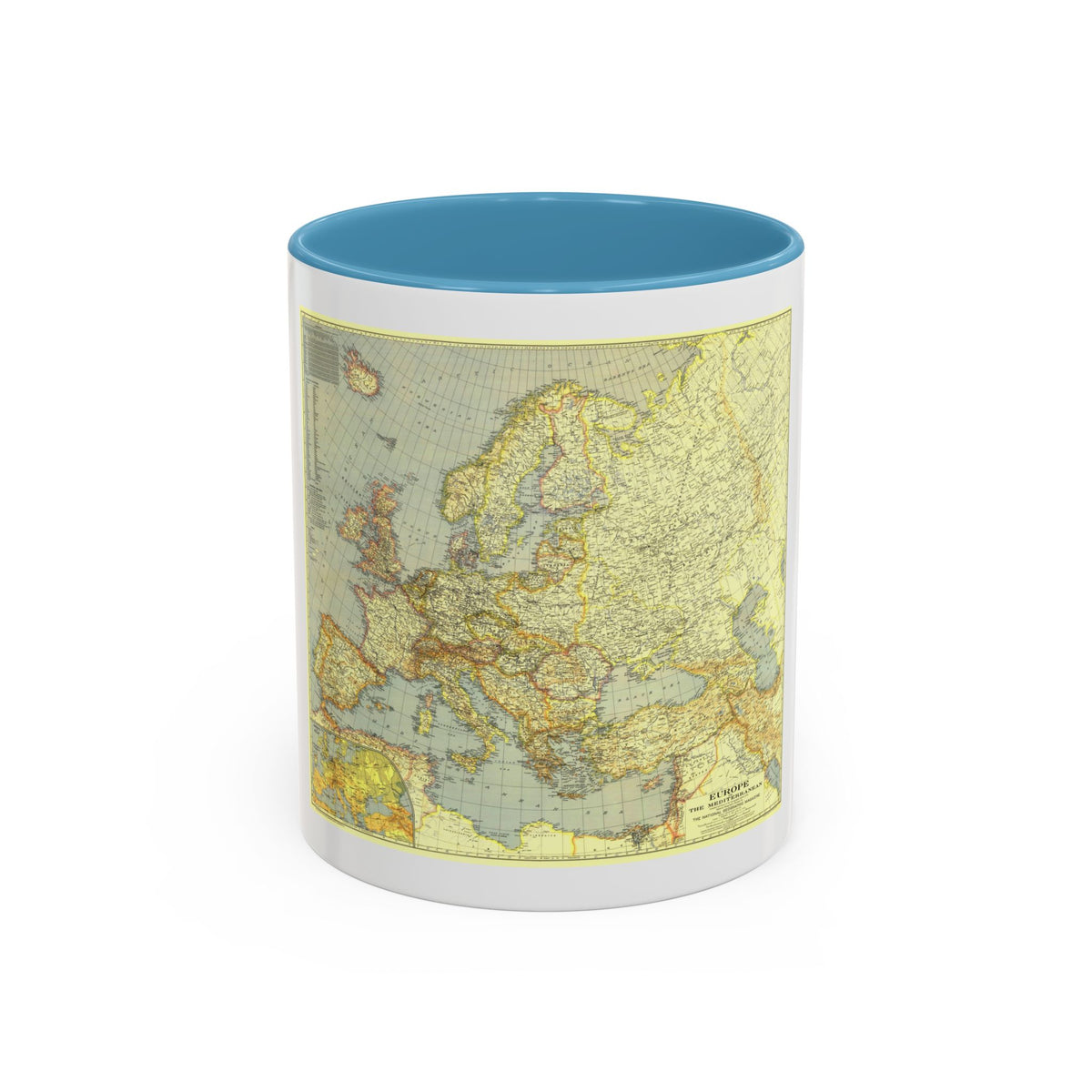Europe and the Mediterranean (1938) (Map) Accent Coffee Mug
