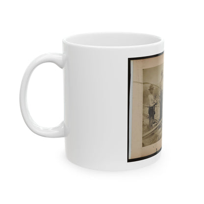 Military Railroad Operations In Northern Virginia  Men Standing On Railroad Track (U.S. Civil War) White Coffee Mug