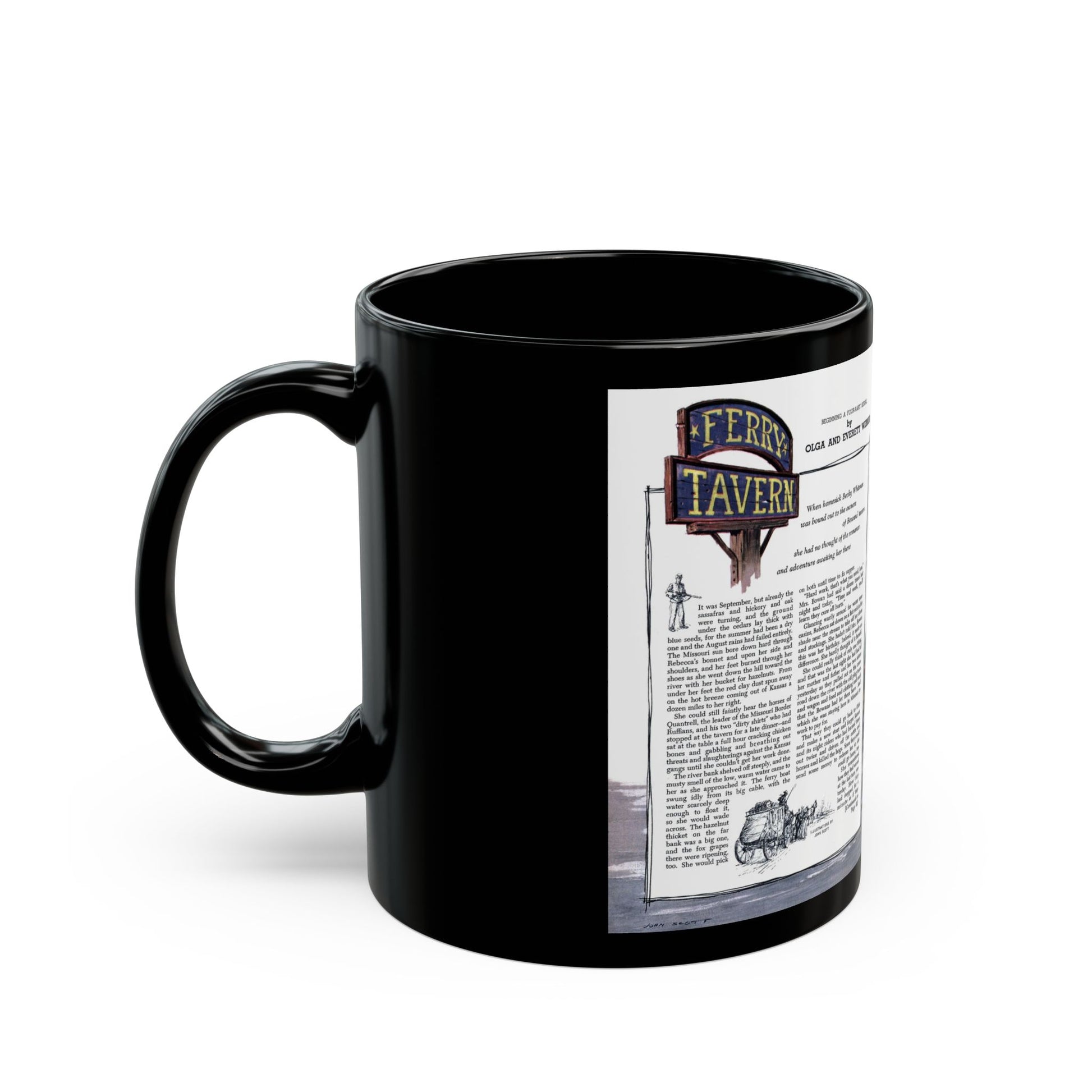 Ferry Tavern, part one, Woman's Day, June 1947 - Black Coffee Mug-Go Mug Yourself