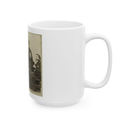 Group Portrait Of Officers With Admiral David G. Farragut Seated, Center (U.S. Civil War) White Coffee Mug