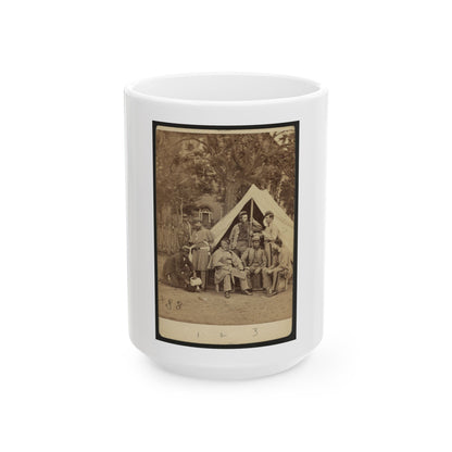 Group Portrait Of Soldiers In Front Of A Tent, Possibly At Camp Cameron, Washington, D.C. (U.S. Civil War) White Coffee Mug